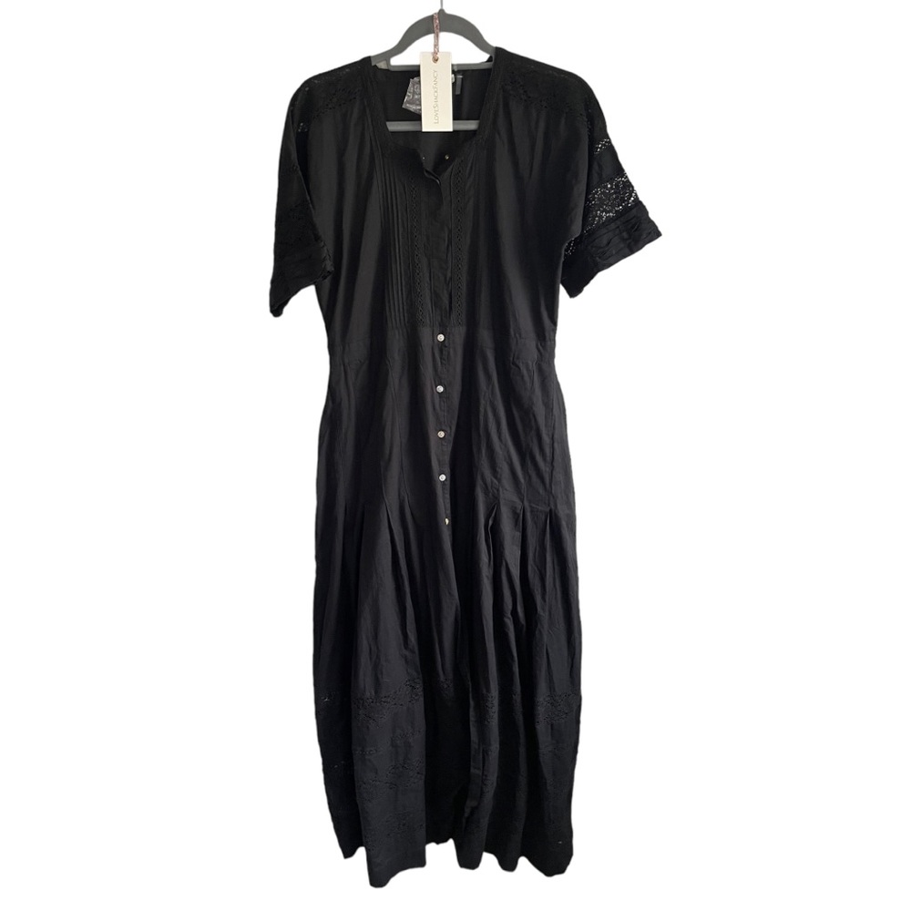 LoveShackFancy Edie Lace Short Sleeve Midi Shirt Dress - Picture 11 of 14